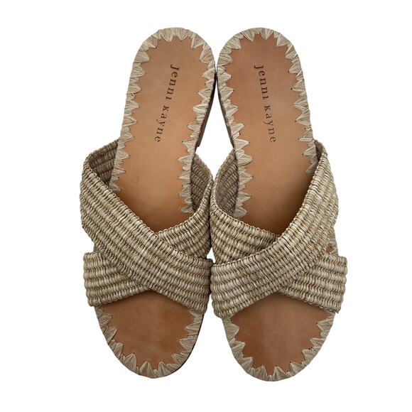 Jenni Kayne 'Raffia' Beige Crossover Sandal Size 8 - Picture 2 of 6